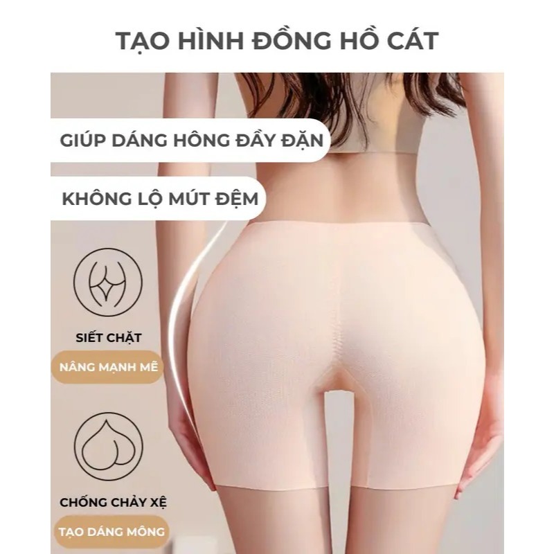 Quần độn hông quả đào, quần độn hõm hông hỗ trợ nâng mông dáng đùi chất su đúc, viền vát mỏng không 