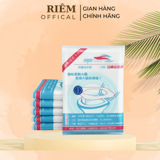 Giấy Lót Bồn Cầu 10 Miếng Dùng 1 Lần Chống Nước Ngăn Lây Nhiễm Vi Khuẩn An Toàn Khi Đi Vệ Sinh RIEM