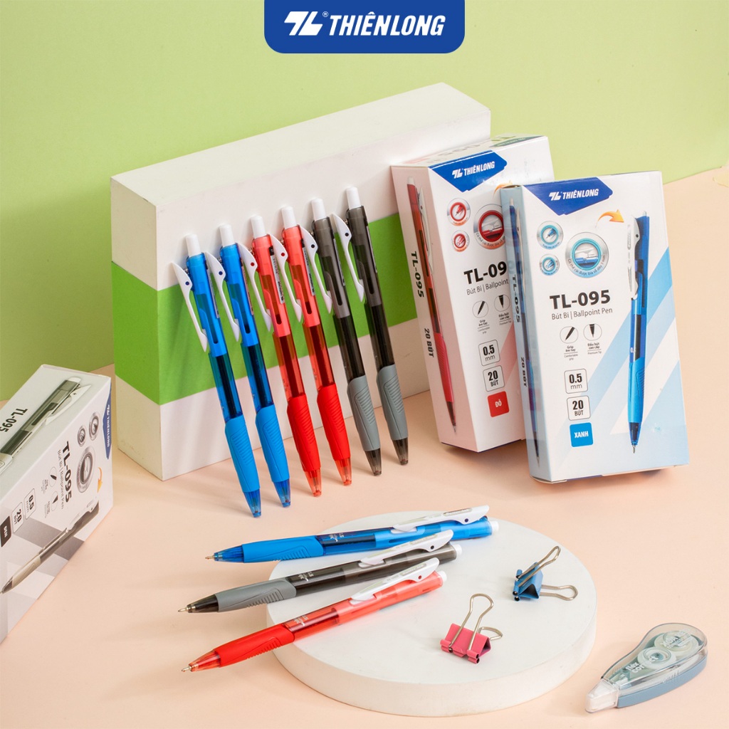 Combo 5/10/20 Bút bi Thiên Long TL-095 Butter Ink - Viết bi ngòi 0.5mm kiểu dáng hiện đại cầm tay thoải mái nét đều trơn