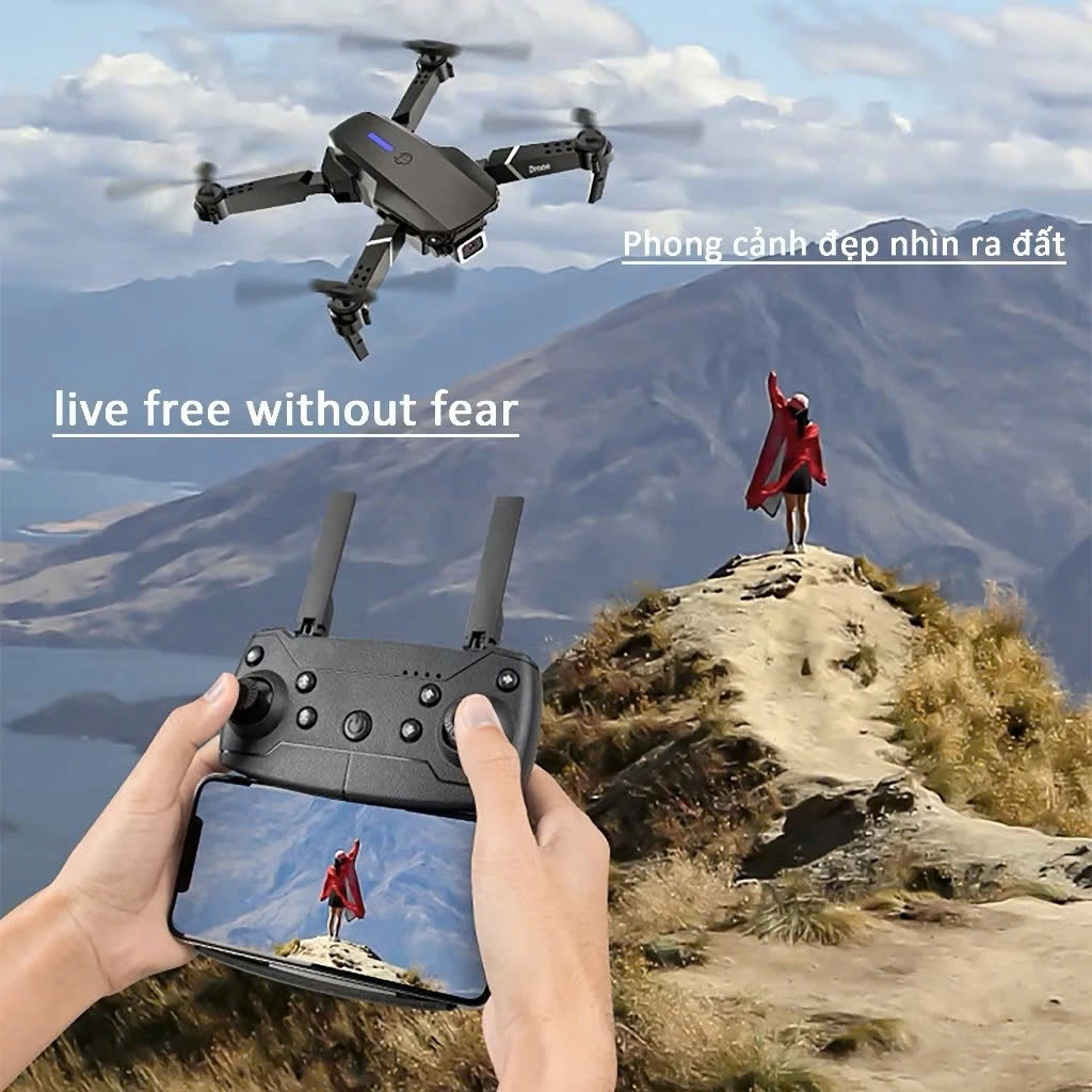 Flycam E88 PRO, Drone động cơ không chổi than, Plycam giá rẻ tập chơi camera 360, Flycam | BigBuy360 - bigbuy360.vn