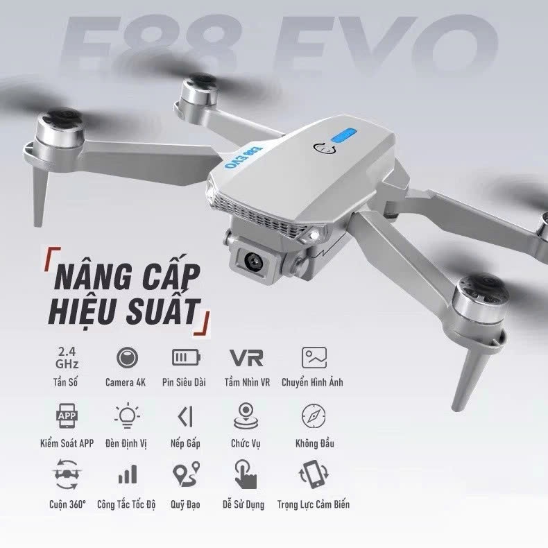 Flycam E88 PRO, Drone động cơ không chổi than, Plycam giá rẻ tập chơi camera 360, Flycam | BigBuy360 - bigbuy360.vn