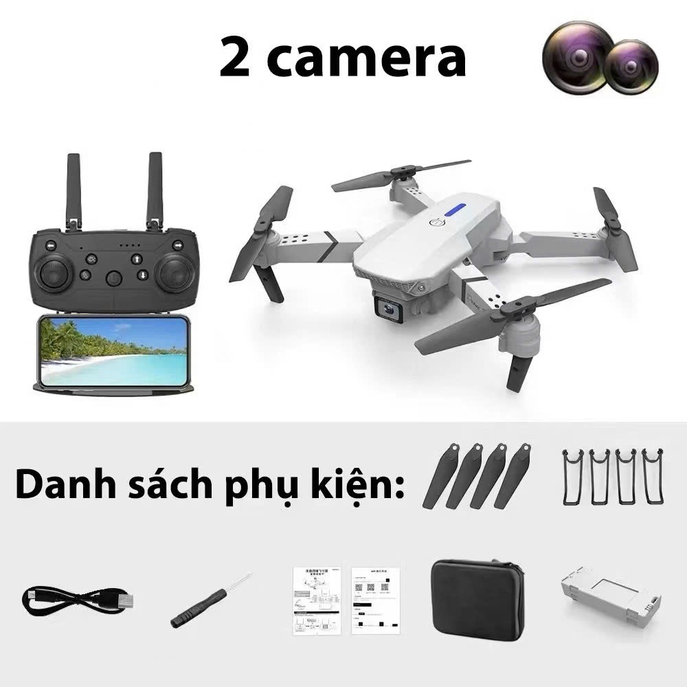 Flycam E88 PRO, Drone động cơ không chổi than, Plycam giá rẻ tập chơi camera 360, Flycam | BigBuy360 - bigbuy360.vn