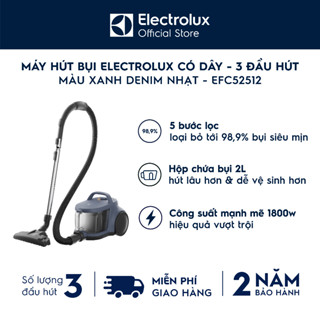  Free giao hàng - Máy hút bụi cầm tay Electrolux có dây dạng hộp 3 đầu hút Clean 500 -Màu xanh denim nhạt - EFC52512 