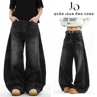 Quần Jean Nam Ống Cong From Rộng Đen Mài Wash Unisex Lưng Cao BIGSIZE Phong Cách Năng Động HIPHOP