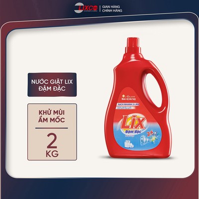 Nước giặt Lix đậm đặc hương hoa chai 2kg làm sạch cực nhanh vết bẩn NG201 tăng gấp đôi sức mạnh giặt tẩy quần áo