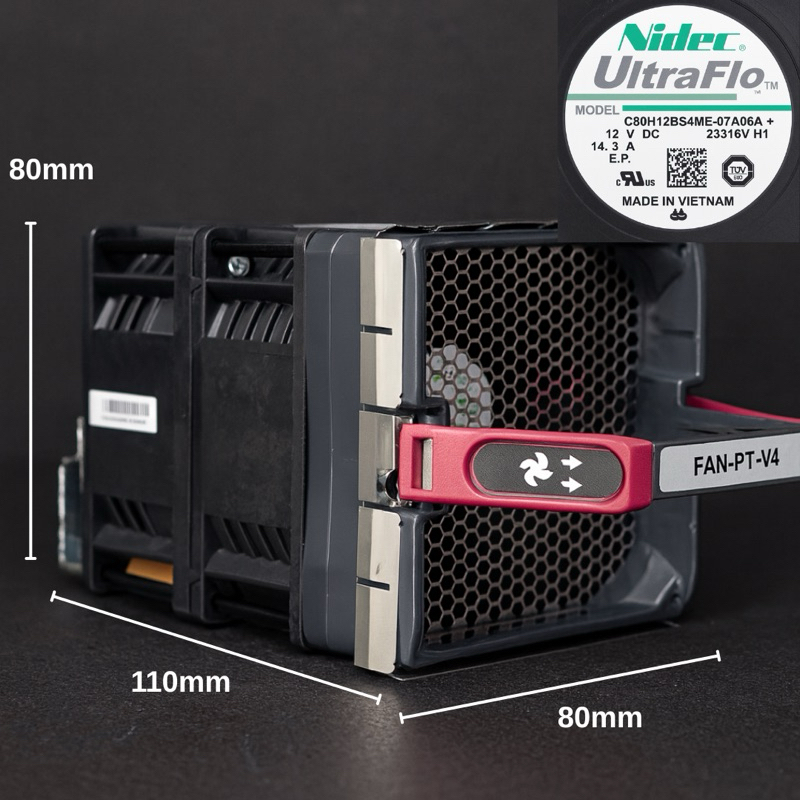 Quạt phản lực Nidec 12v 14,3a 110x80x80mm siêu mạnh