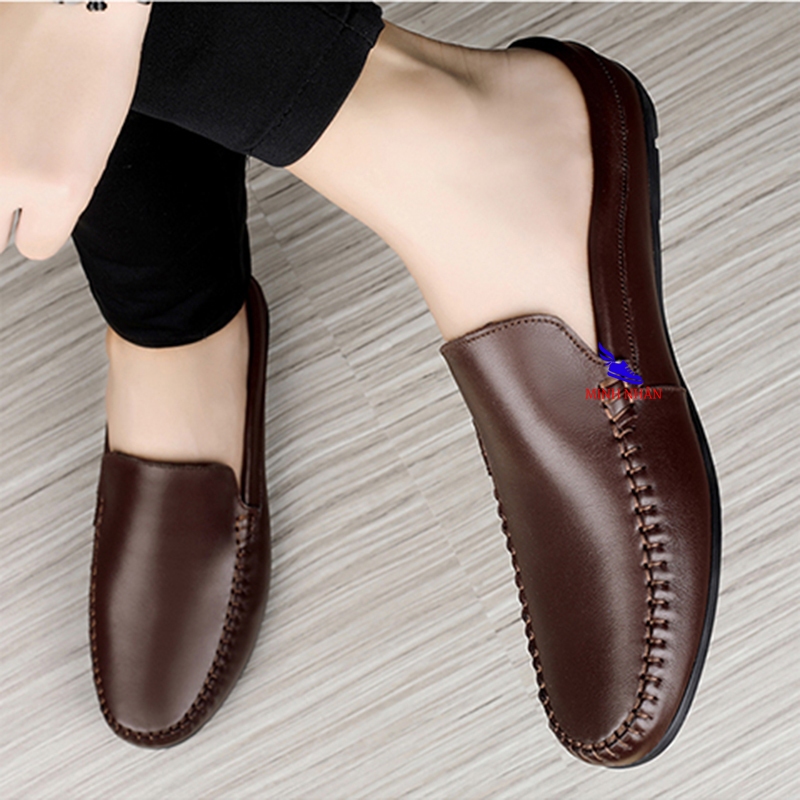 Giày Sục Nam Da Bò Đẹp Hàng hiệu Đế Khâu Giày sục hè hở Gót Dép SaBo Nam Bít Mũi Giày rọ nam mùa hè 