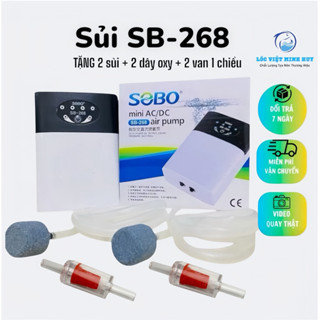 Máy Sủi Oxy Tích Điện Siêu Êm SoBo 268 2 vòi SoBo 168 1 vòi - Sủi Oxy Bể Cá Cảnh ,Tặng Kèm van 1 chiều + Dây oxy + Sủi