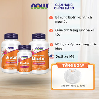 Viên uống Biotin Now hàm lượng cao (Mỹ) giúp giảm rụng tóc, thúc đẩy mọc tóc, đẹp da, chắc móng