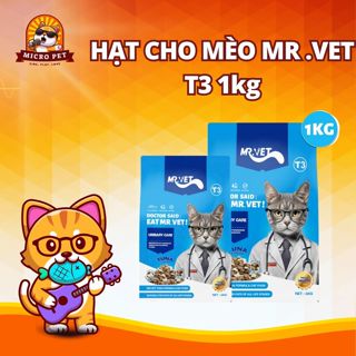 Thức Ăn Hạt Cho Mèo MR.VET T3 Vị Cá Ngừ Và Cá Hồi, Bổ Sung Nam Việt Quất Hỗ Trợ Đường Tiết Niệu 1kg