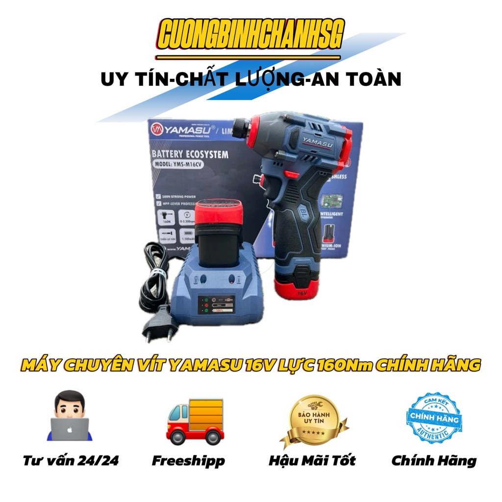 (GIAO HỎA TỐC) MÁY SIẾT VÍT BÚA YAMASU 160Nm CHÍNH HÃNG TẶNG TÚI VẢI