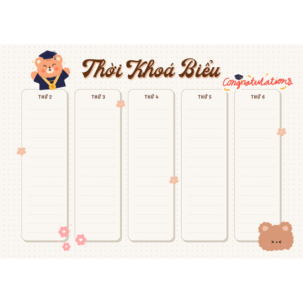 SET 5 DECAL THỜI KHOÁ BIỂU PASTEL A4, A5