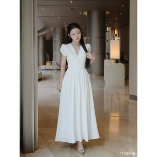  Đầm nữ xinh dễ thương maxi tay bồng cổ V phong cách thanh lịch phù hợp đi chơi đi làm đi biển đi tiệc SOLIDATE DRESS 