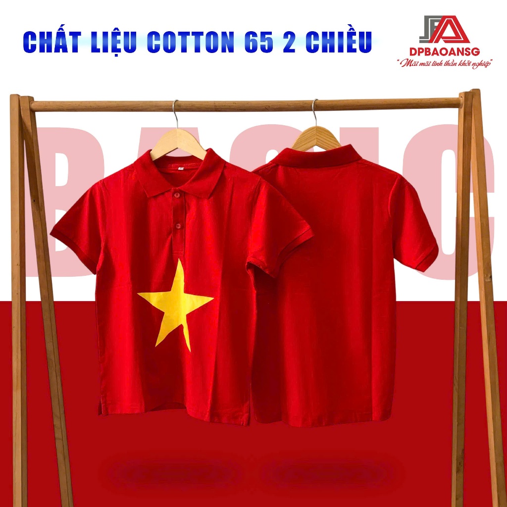 Áo Thun Sao Vàng Cờ Đỏ Việt Nam Có Cổ Cho Nam Nữ, áo Thun Cổ Vũ Sự Kiện, Văn Nghệ Đoàn/Trường
