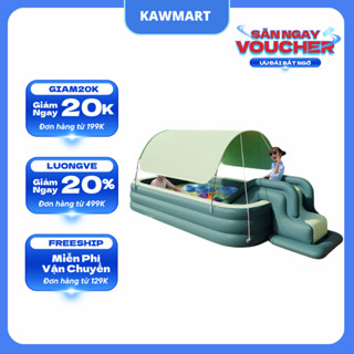 Bể bơi phao Cầu trượt trẻ em đáy chống trượt, Có Mái Che Nắng Có Cầu Trượt Chất Cao Cấp gấp gọn dễ dàng