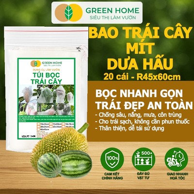 20 Túi Bọc Trái Cây GreenHome Ánh Dương, R45xC60cm, Bọc Mít, Có Nút Cài, Tái Sử Dụng Tốt