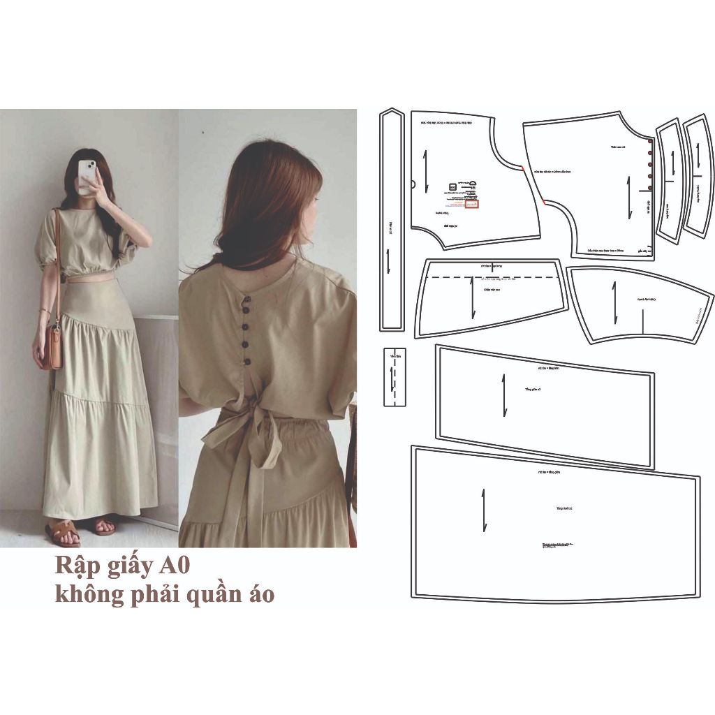 Rập giấy A0 mã T83 - rập set váy