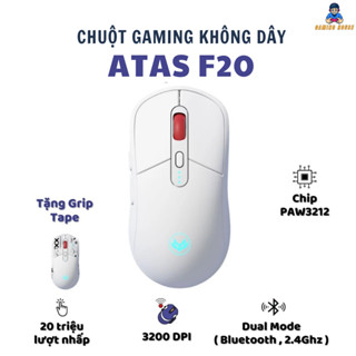  Chuột Silent bluetooth không dây Atas F20 - Dual Mode - Pin sạc 500mah - Sử dụng liên tục 50h 
