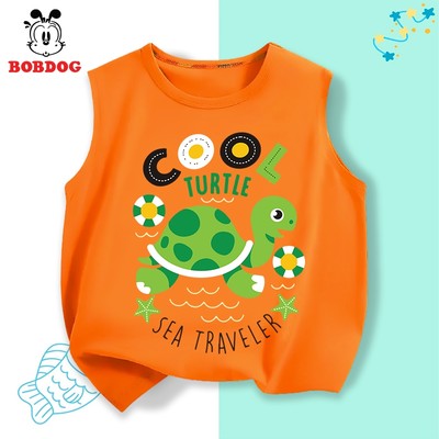 Áo bé trai BOBDOG, áo thun ba lỗ vải cotton co giãn mềm mại , áo sát nachs thể thao in hình khủng long cho bé mặc hè