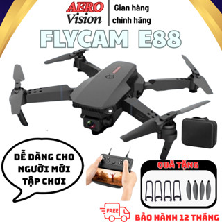 Flycam E88 PRO, Drone động cơ không chổi than, Plycam giá rẻ tập chơi camera 360, Flycam