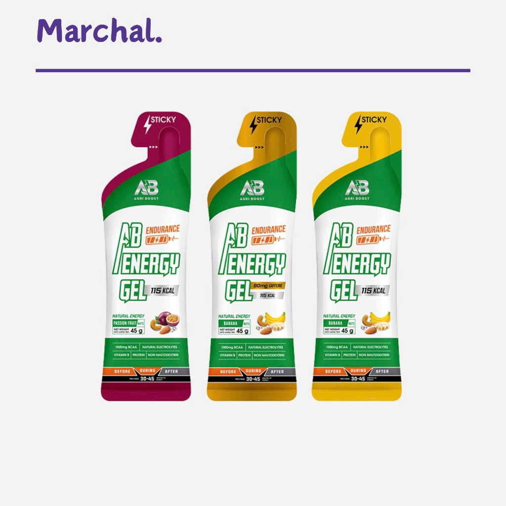 Set 2 Túi Gel Năng Lượng AB Gel Endurance Dạng Lỏng 45g Dùng Cho Thể Thao, Chạy Bộ, Trail, Bóng Đá, 