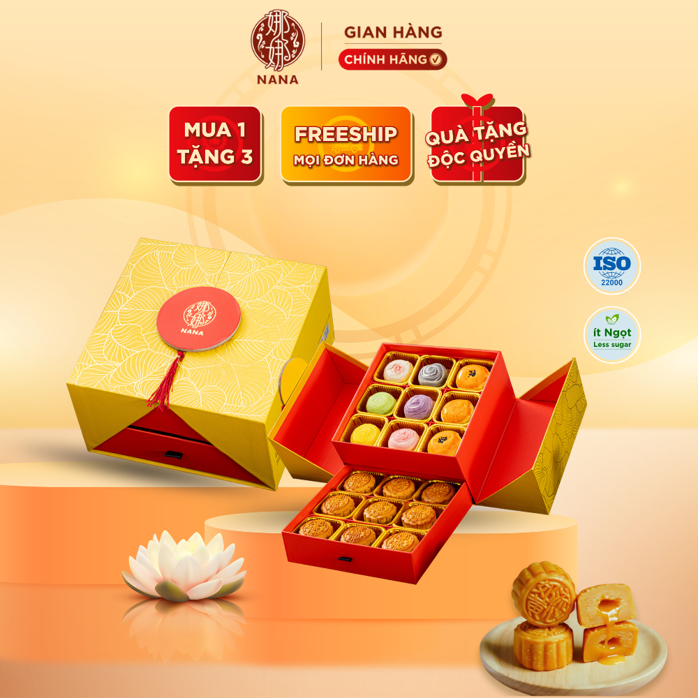 BÁNH TRUNG THU HOA KHAI PHÚ QUÝ – HỘP 18 BÁNH MIX VỊ