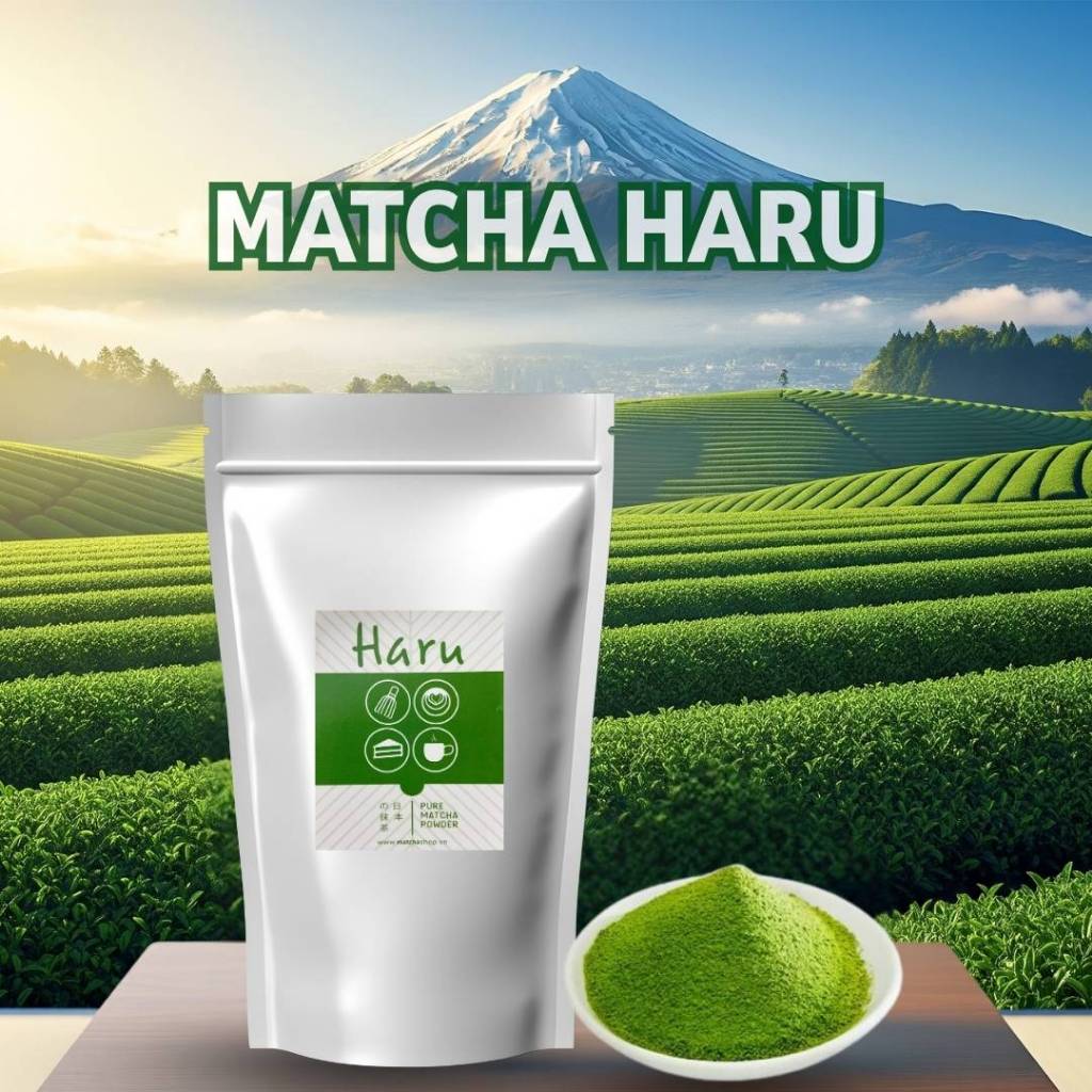 Bột Matcha Haru Nhập Khẩu Nhật Bản, Dùng Pha Chế Đồ uống, Bánh Kem, Đắp Mặt Nạ Gói Lớn 500G-1Kg