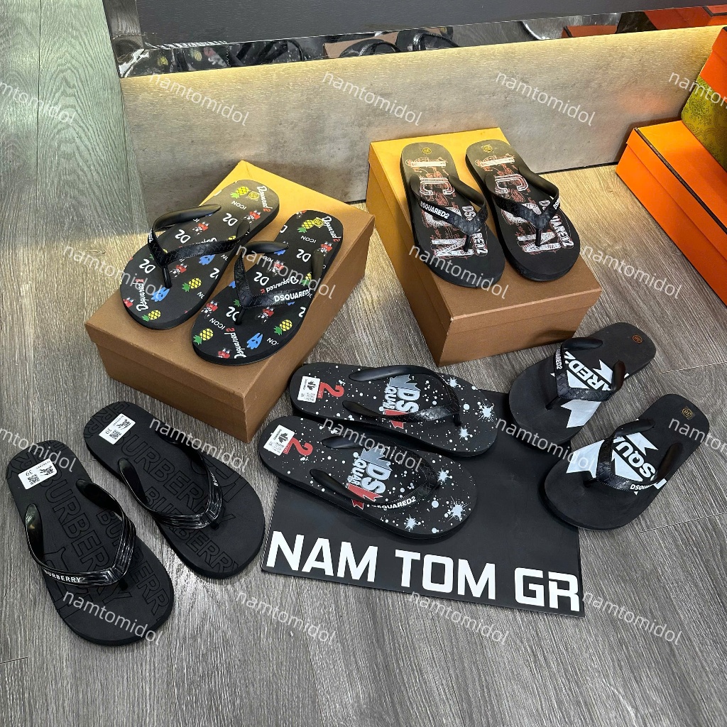 tông biển DSQ2 - GC - CD dép tông DSQ hot trend ss2024 hoạ tiết sắc nét