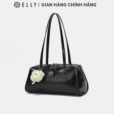 Túi xách nữ ELLY EL371 vân sang trọng charm cỏ bốn lá đeo chéo đeo vai thời trang