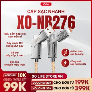 Dây cáp XO-NB276 4 Cổng, Sạc Nhanh, Truyền Dữ Liệu, Có Đèn Led, Dài 1m