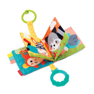  Bộ đồ chơi vải có móc treo và gặm nướu cho bé Infantino - 10,5*12cm - Link & Squeak Animal Crinkle Book Infantino 