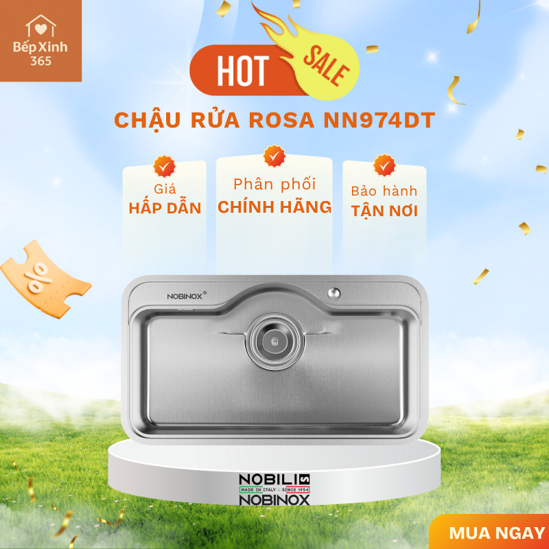 Chậu Rửa Bát 1 Hố NOBINOX ROSA NN974DT Tiết Kiệm Nước, Mang Lại Sự Sang Trọng Cho Gian Bếp