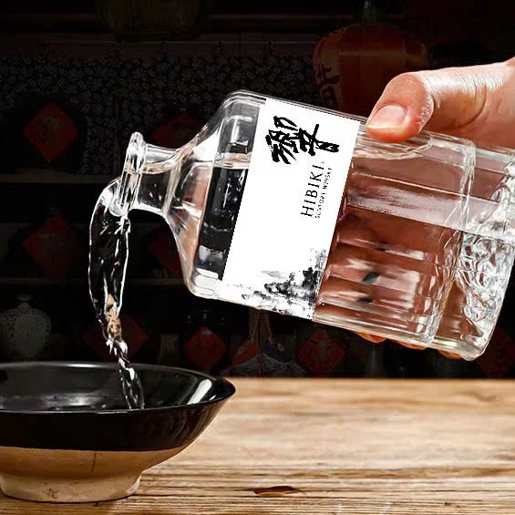 Chai đựng rượu Thuỷ tinh 500ml Hibiki nắp thuỷ tinh đặc - Chai thuỷ tinh cao cấp - Vỏ chai rượu đẹp