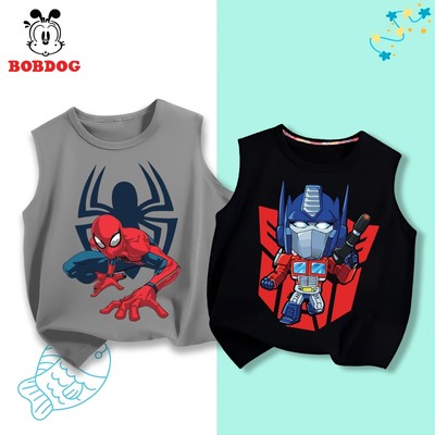 BST áo ba lỗ bé trai BOBDOG chất cotton thoáng mát in hình người nhện siêu nhân cute cho bé