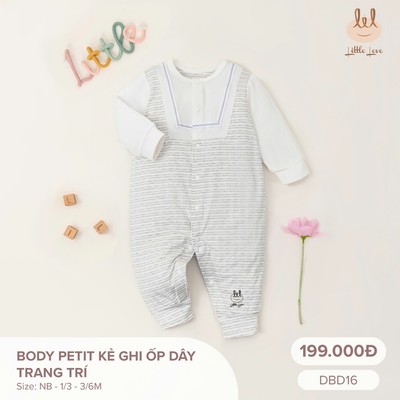 Bộ petit kẻ ghi ốp dây trang trí dành cho bé Lil Little Love (DBD16)