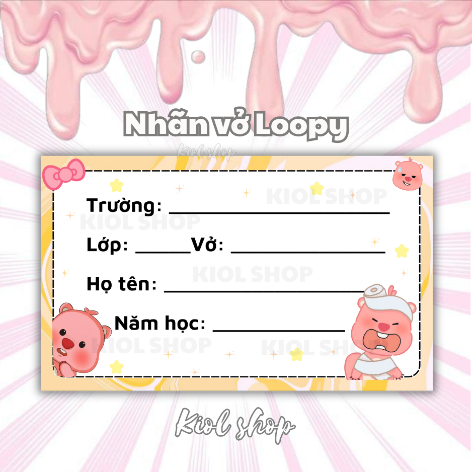 Set 10 Nhãn Vở Loopy Tặng Kèm 5 Sticker Độc Quyền - Nhãn Vở Siêu Xinh, Dễ Thương - Nhãn Vở Học Sinh 