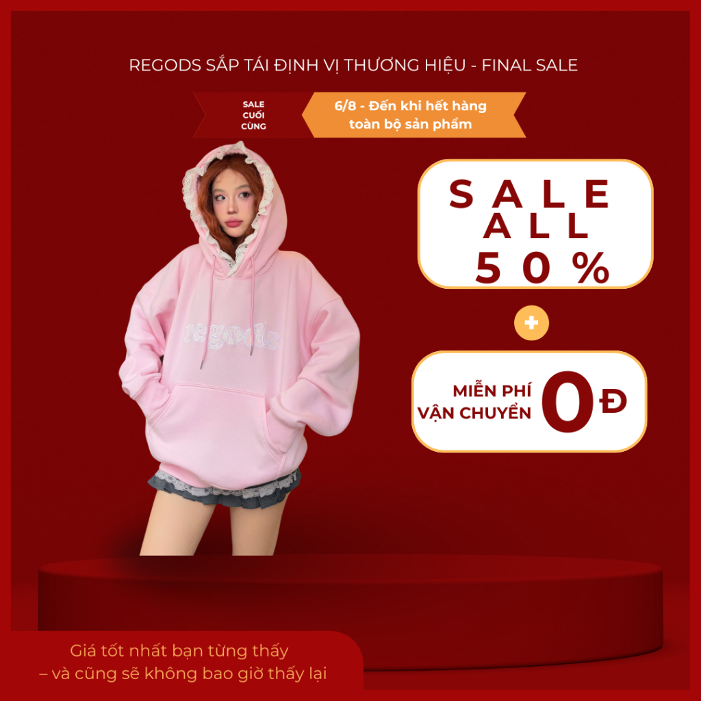 [ FINAL SALE ALL 50% ] Áo khoác Hoodie nón ren nỉ bông 370gsm thêu đắp ren Regods - Hoodie Dalla