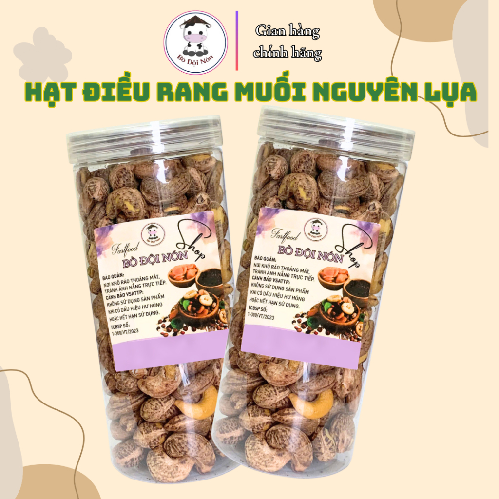 1KG Hạt Điều Rang Muối Nguyên Hạt Còn Vỏ Lụa | Bò Đội Nón Shop