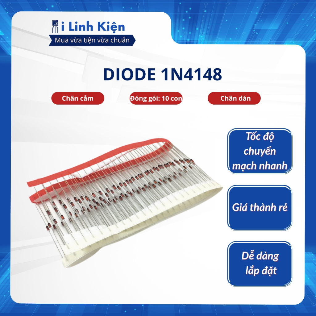 Diode 1N4148 màu đỏ túi 10 con.
