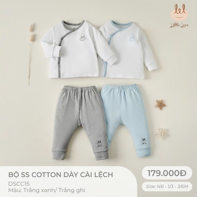Bộ sơ sinh cotton dày cài lệch dành cho bé LiL little Love (DSCC15)