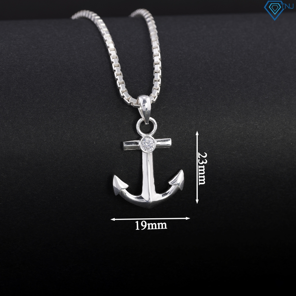 Dây chuyền bạc nam mặt mỏ neo nhỏ đính đá cá tính DCA0189 - Trang Sức TNJ