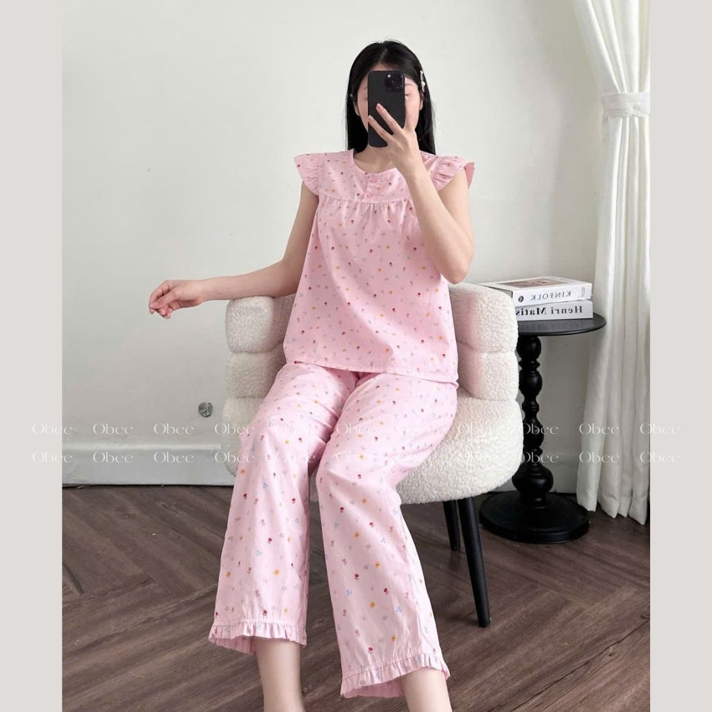 Đồ bộ nữ quần dài 9 tấc chất kate cotton hàn mềm thoáng Obee Closet