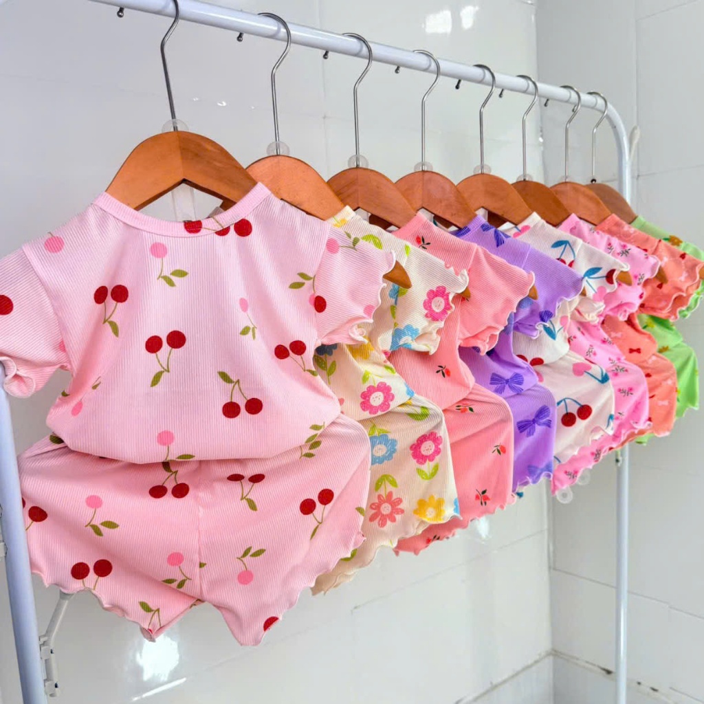 Set 5 bộ quần áo thun tăm lụa HOA NHÍ cho bé gái (4-25kg)