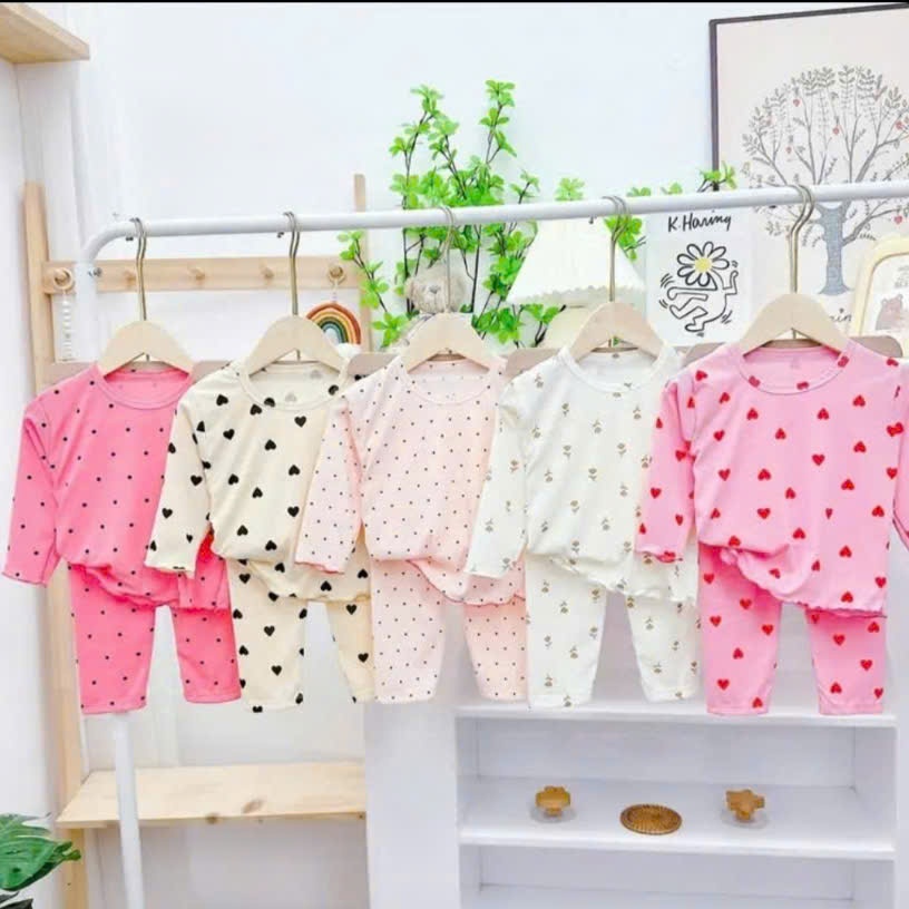 Set 4 bộ quần áo dài tay thun tăm lụa CUỐN BIÊN cho bé