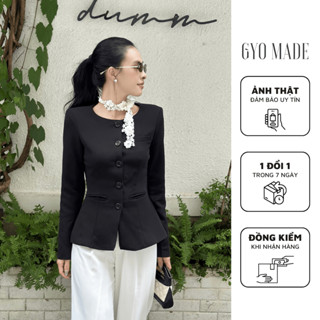  Áo vest nữ cổ tròn đen GYOMADE® chất Ford Cotton cao cấp may 2 lớp có mút đệm vai đứng form | GA080 