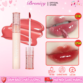  Cappuvini Son Bóng Gương Nước Ánh Sáng Tự Nhiên Chống Thấm Nước Làm Trắng Dưỡng Ẩm Son Kem Bóng 