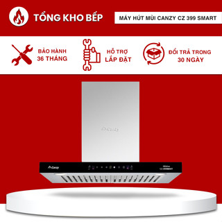 Máy hút mùi Canzy CZ-399 Smart được trang bị đèn LED siêu sáng, kích thước sâu 35cm tiện lợi.