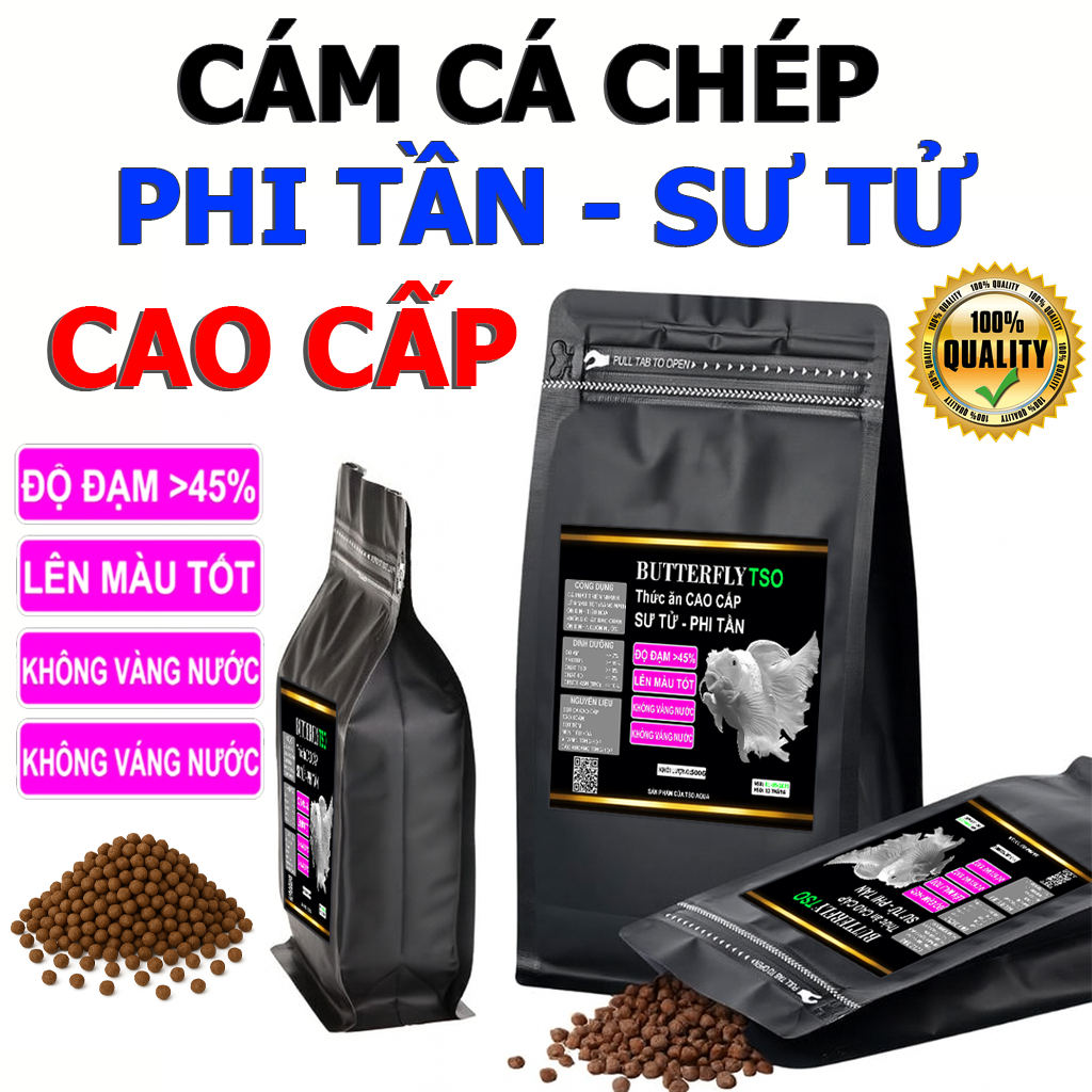 Cám cá chép sư tử, cá phi tần giàu đạm, đa dưỡng chất, không vàng nước, không váng nước - Butterfly TSO Aqua