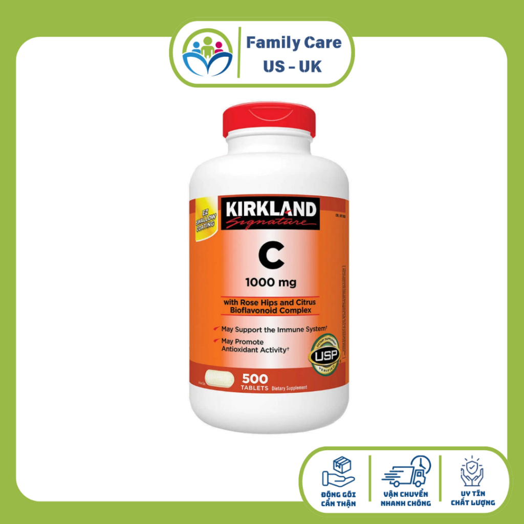 Viên Uống Bổ Sung Vitamin C 1000mg Kirkland Signature 500 viên của Mỹ