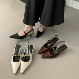 (HÀNG SẴN) Slingback da lì gót nhọn sang chảnh mẫu mới mùa Xuân 2025 3098-7